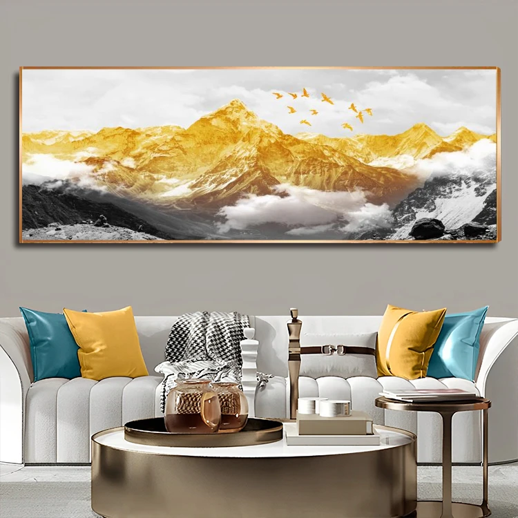 【金山图】简约大气客厅装饰画轻奢沙发背景挂画高级晶瓷画钻石画