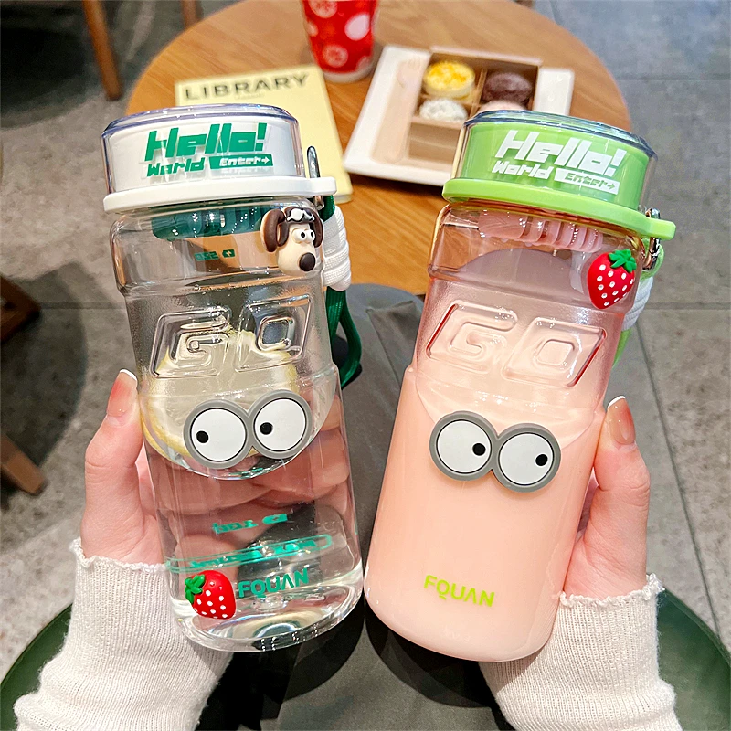高颜值清新可爱带茶漏塑料杯男女学生韩版便携运动健身随手水杯子