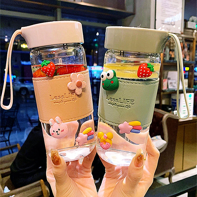 韩版清新隔热带茶隔玻璃杯女学生网红运动水杯高颜值便携泡茶杯子