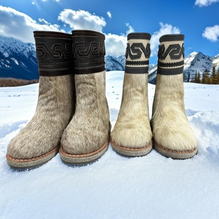 SARAN MIN ZU/萨然民族310-59男士冬季马毛靴中筒真皮厚底保暖