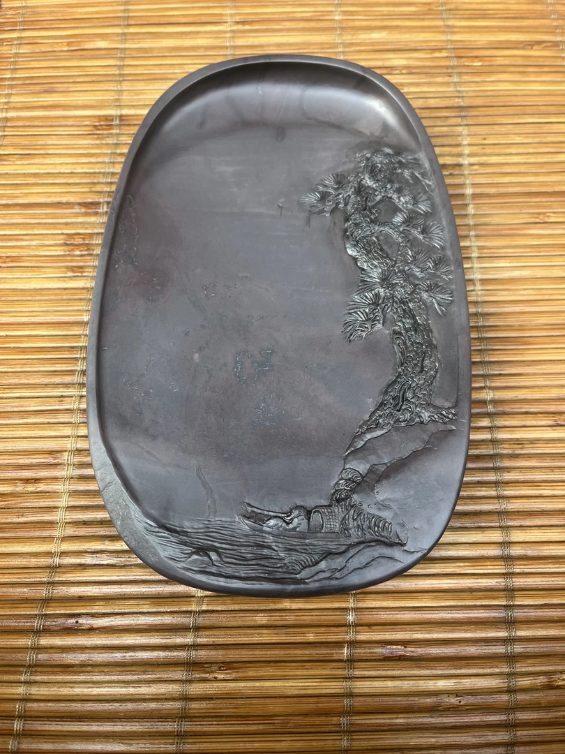 文房四宝，肇庆端砚坑仔岩～松风砚，石质滋润细腻石品丰富，锦盒包装