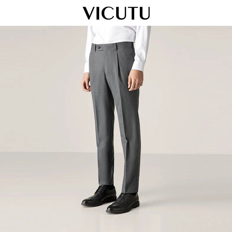 VICUTU/威可多秋冬男士西装裤商务西服裤羊毛修身正装西裤V