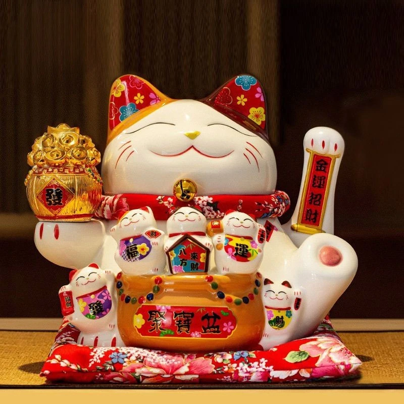 招财猫摆件电动摇手开业送礼乔迁居家客厅精美陶瓷工艺品寓意开运