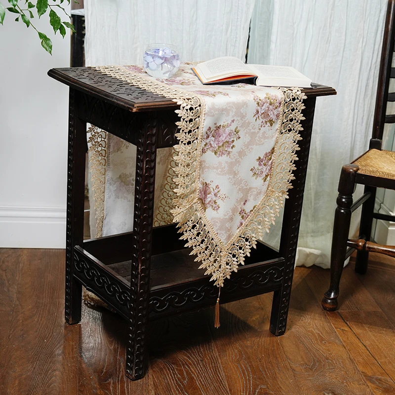 欧式蕾丝花卉桌旗餐桌长条垫布居家装饰布艺