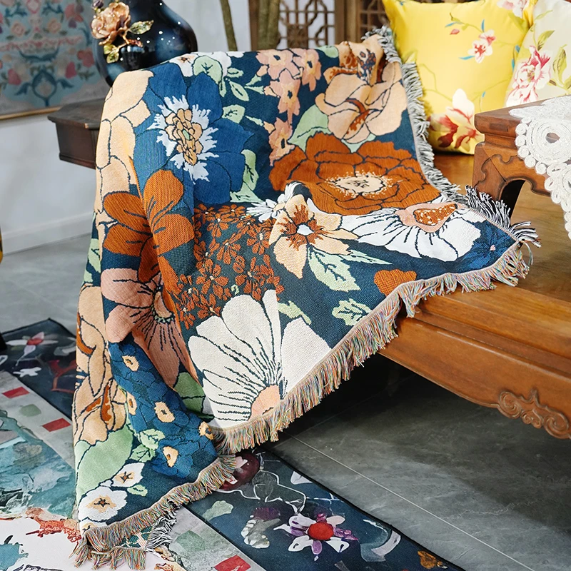 复古繁花沙发毯波西米亚民宿沙发毯露营毯子