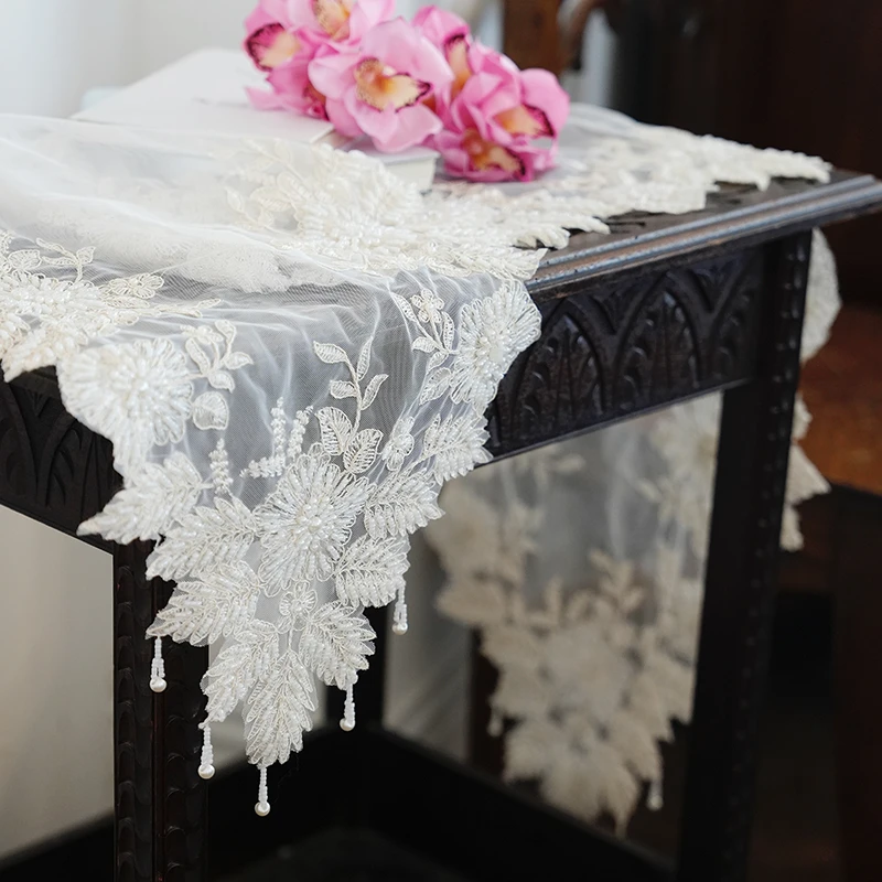 欧式车股蕾丝桌旗居家唯美镂空桌布电视柜茶几蕾丝布艺桌巾