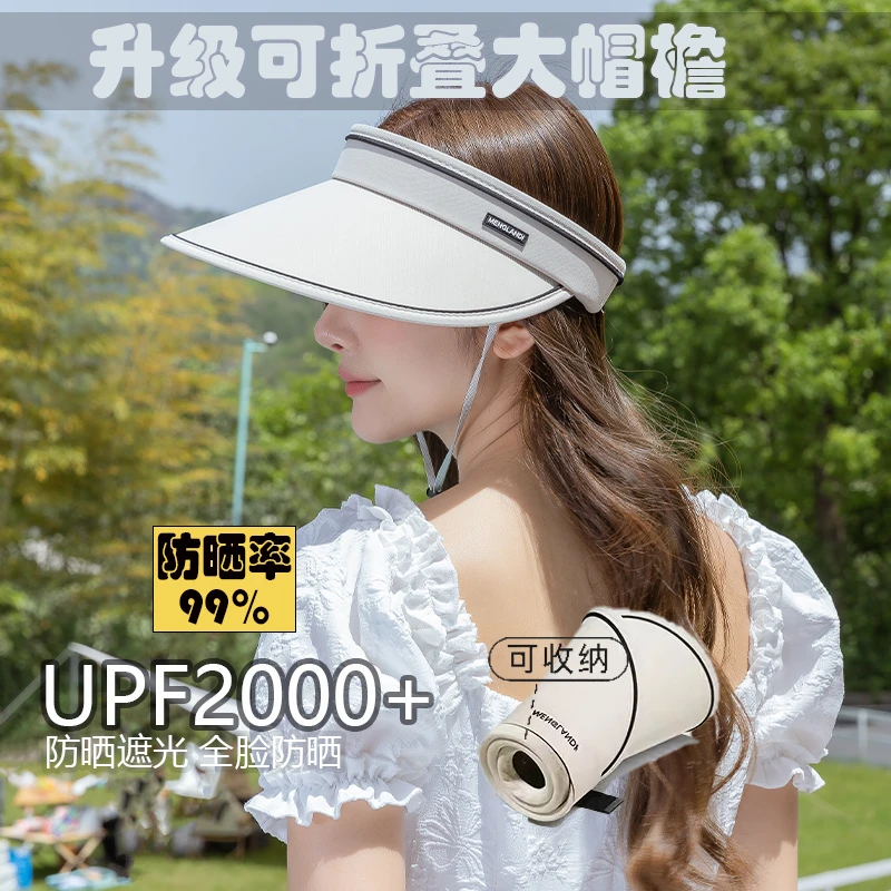 空顶防晒帽子可折叠防紫外线遮阳骑车大帽檐新款太阳帽