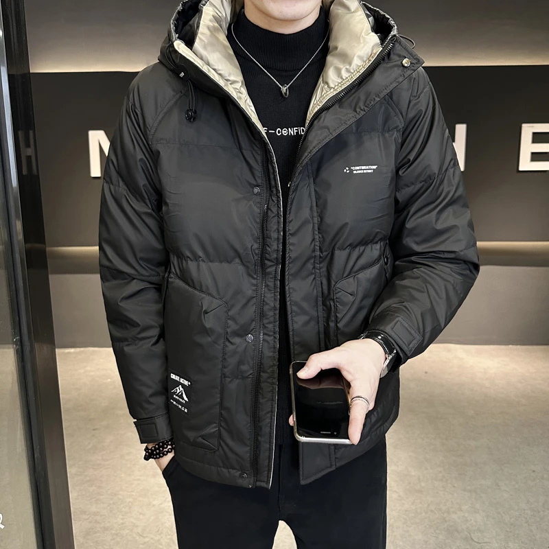 羽绒服男冬季2023新款潮牌帅气轻薄连帽短款加厚保暖冬装男士外套