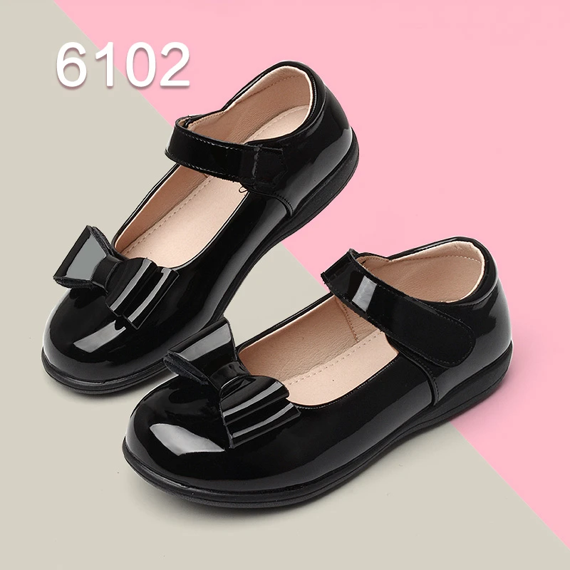 中小学生开学校服黑皮鞋女童亮面漆皮蝴蝶结摄影文艺节目表演鞋