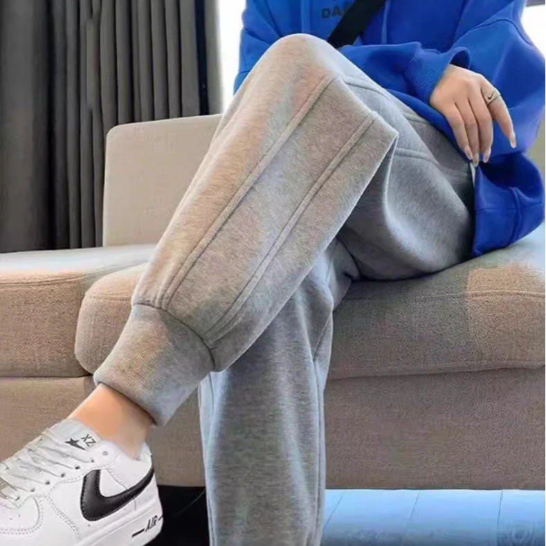 2024年新款秋冬裤加绒运动裤女宽松束脚女裤小个子休闲裤加厚卫裤