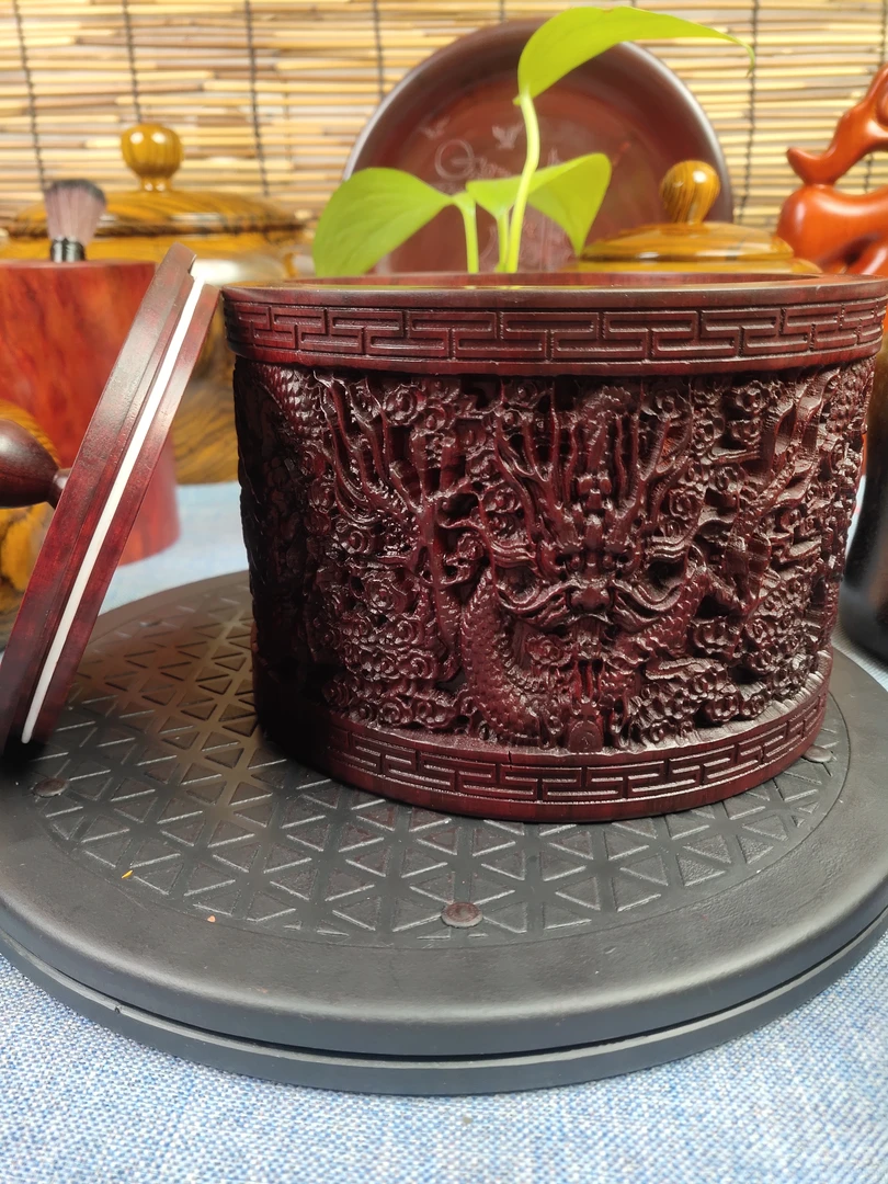 紫檀五龙款式储物罐干货罐整木制作