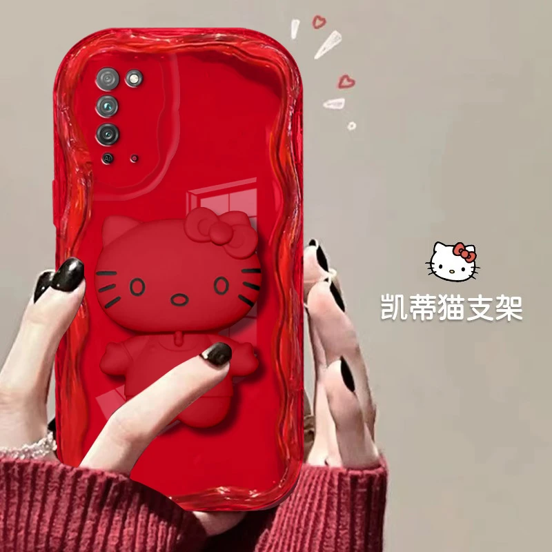 【荣耀X10】红色奶油壳猫猫支架款网红清透硅胶全包防摔壳