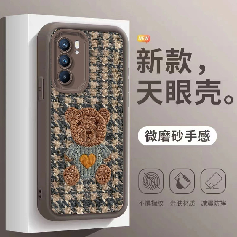 【OPPOReno6Pro】天眼阶梯彩绘毛绒小熊全包硅胶保护防摔手机壳
