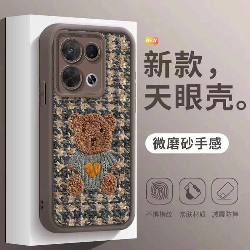 OPPOReno8Pro天眼阶梯彩绘毛绒小熊全包硅胶保护防摔手机壳