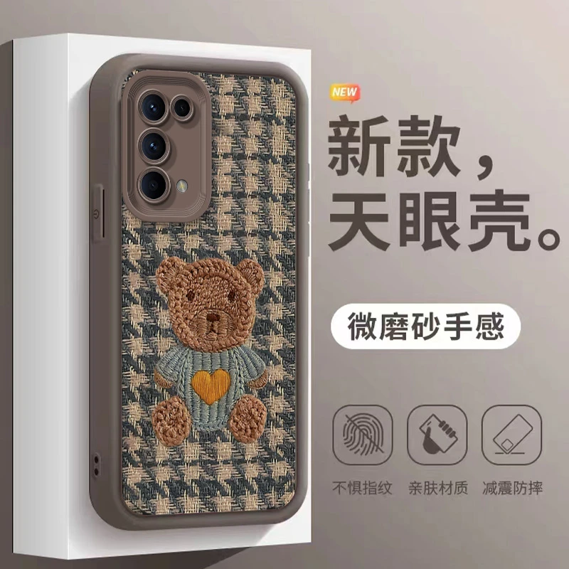 【OPPOReno5Pro】天眼阶梯彩绘毛绒小熊全包硅胶保护防摔手机壳