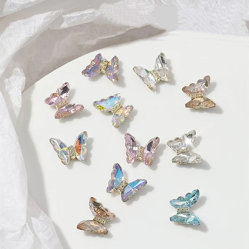 【清仓福利A】迷你奢华平底钻超闪透白经典歪心钻银色日系美甲饰品