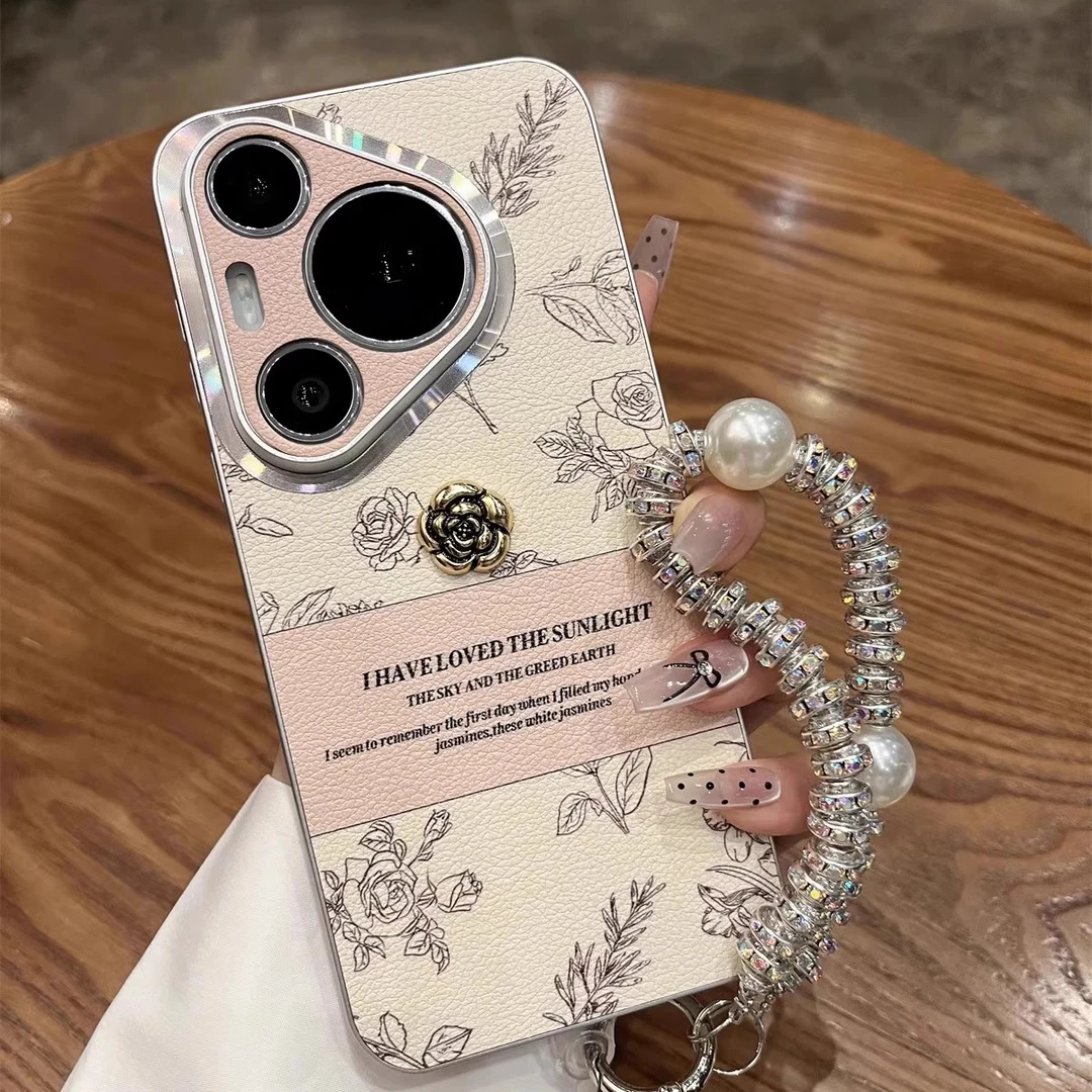 华为pura70pro手机壳新款pura70Ultra山茶花防摔p60小清新女潮壳