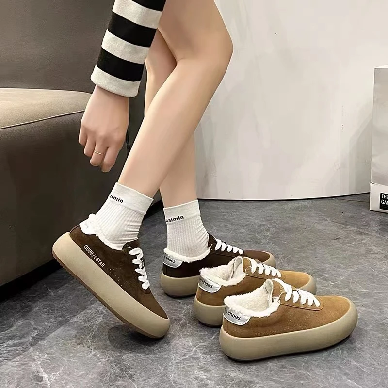 4062 秋冬丑萌大头加厚面包厚底板鞋 D1