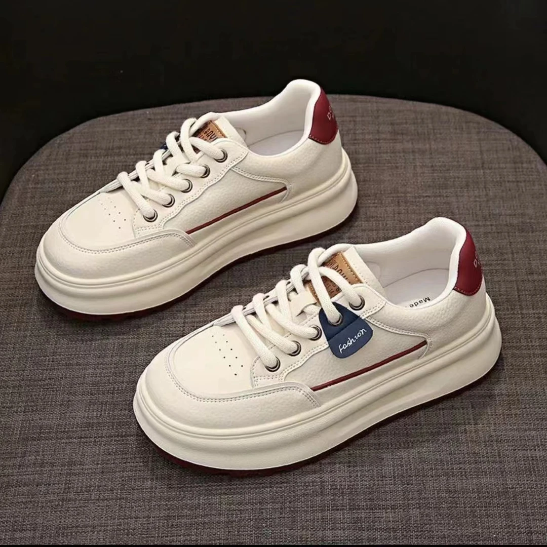 软皮厚底小白鞋女百搭学生ins潮爆款增高休闲运动板鞋533