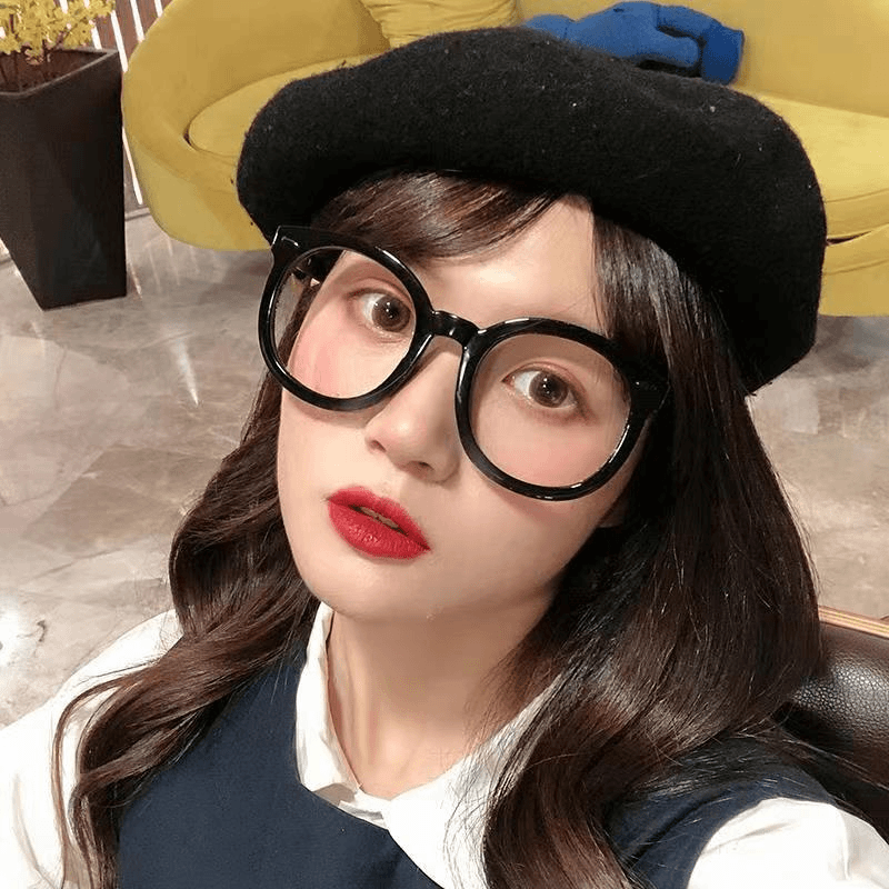 网红款大圆框黑框近视眼镜防蓝光男女百搭家里蹲休闲看手机护目镜