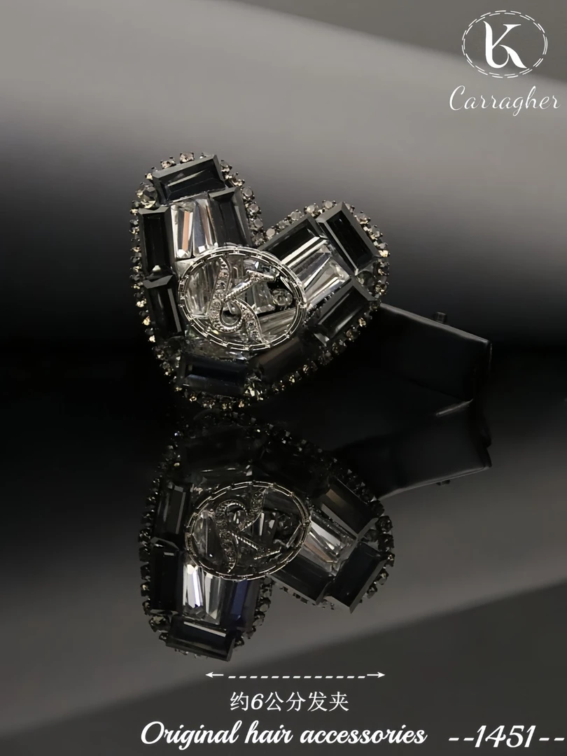 1165一对卡拉格原创饰品6公分左右发夹（）百搭黑色系