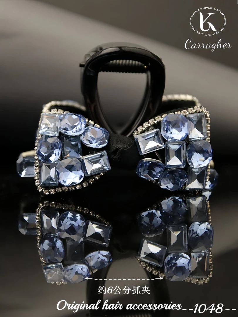 179施华蓝钻蝴蝶结6公分抓夹1048