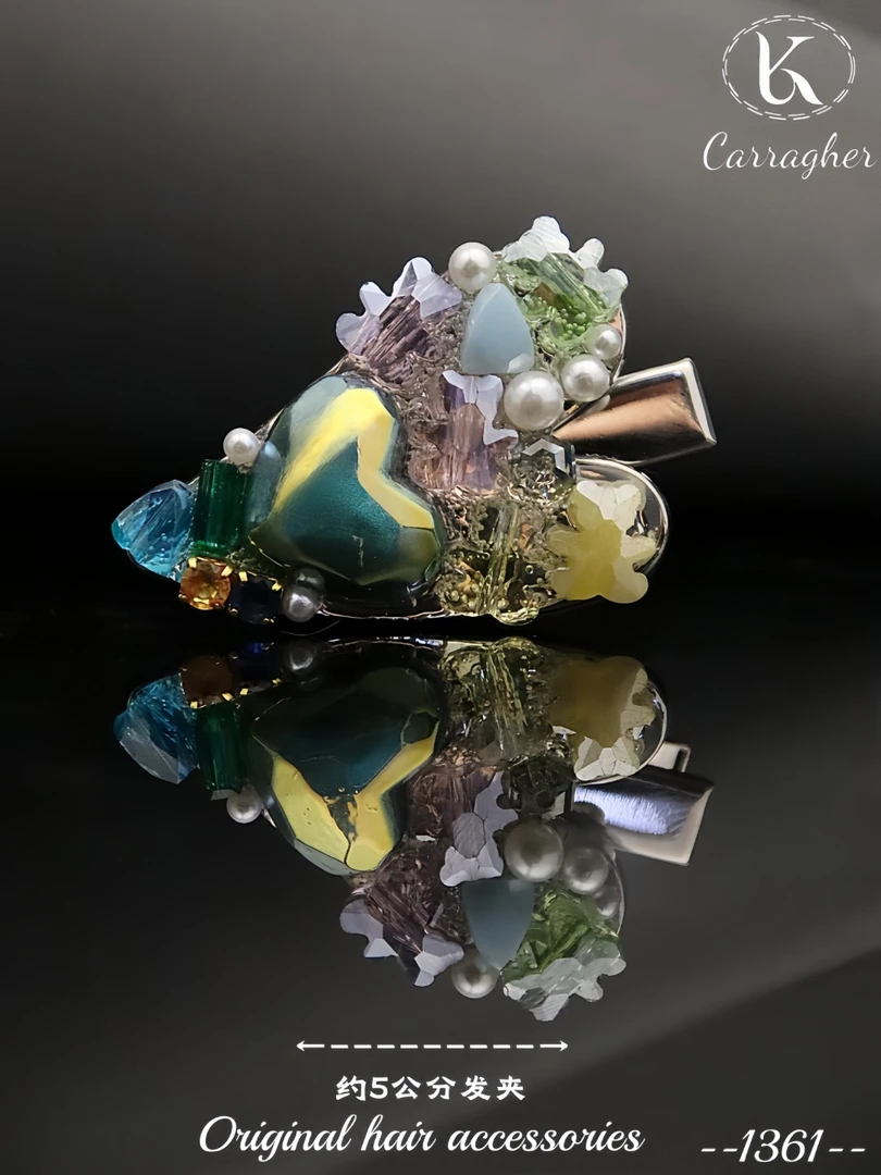 1361一对发货卡拉格原创设计款发夹（熊系桃心）