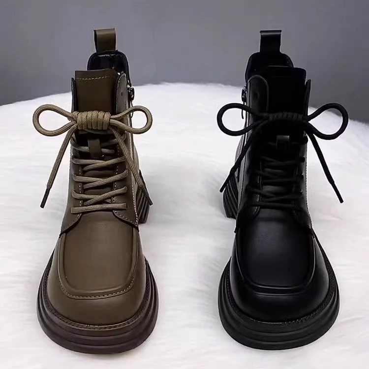 正品加绒马丁靴女英伦风2024年冬季新款显瘦短靴平底百搭加厚棉靴