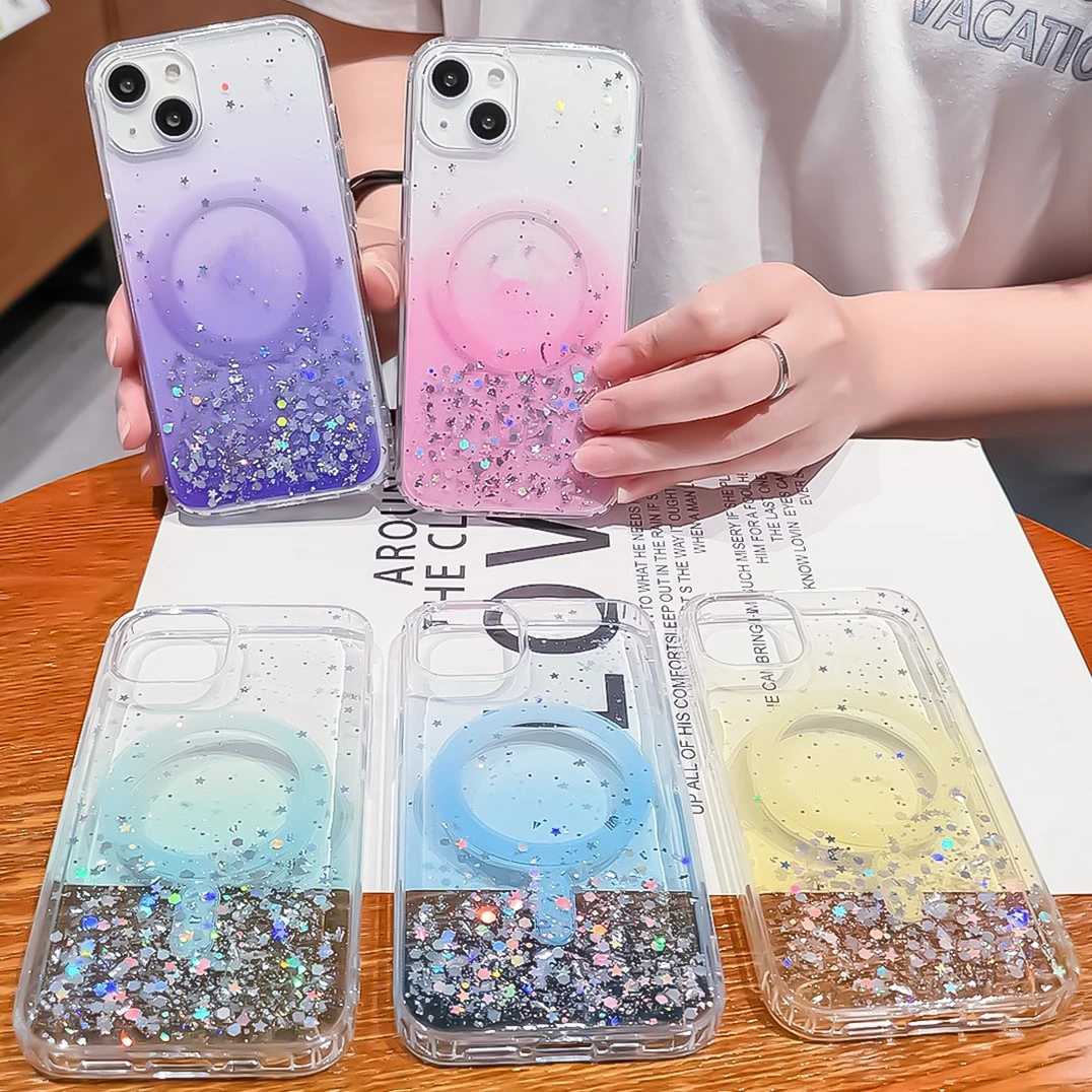 适用iphone15手机壳13滴胶12闪粉11磁吸13pm苹果14pro渐变8小众xs