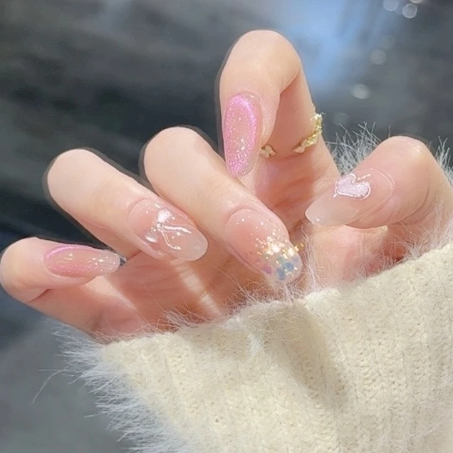 【双鱼女孩】 夏日爱心猫眼彩色亮片 野世穿戴甲YS