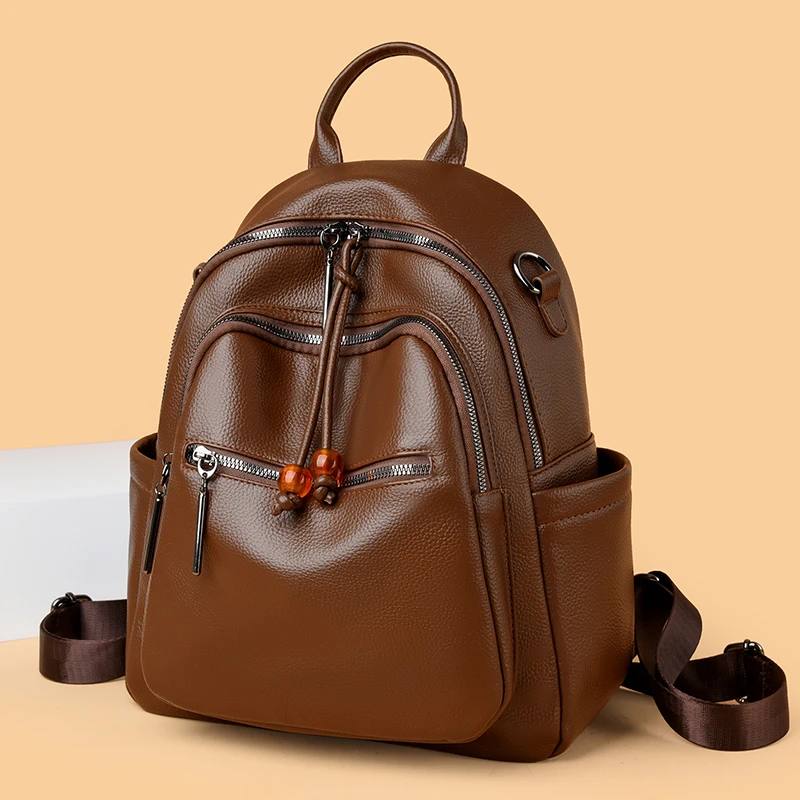 米琦袋鼠休闲简约时尚大容量百搭双肩包2024秋冬新款洋气女士背包