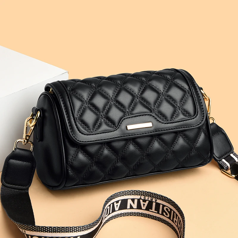 米琦袋鼠女士百搭简约菱格单肩包2025新款韩版潮流时尚洋气斜挎包