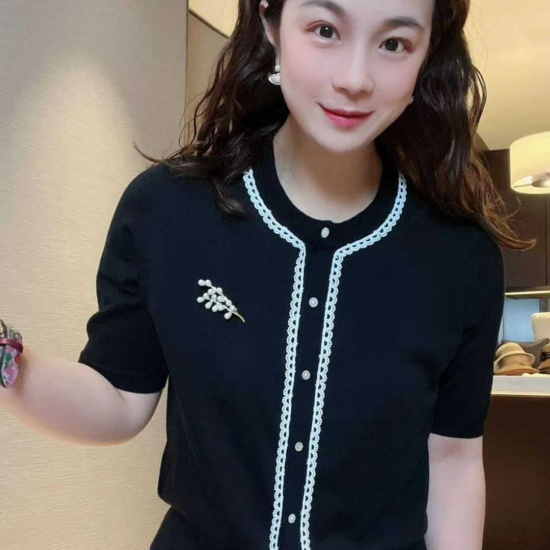 GT3333圆领短袖小开衫时尚设计师夏款新款小开衫