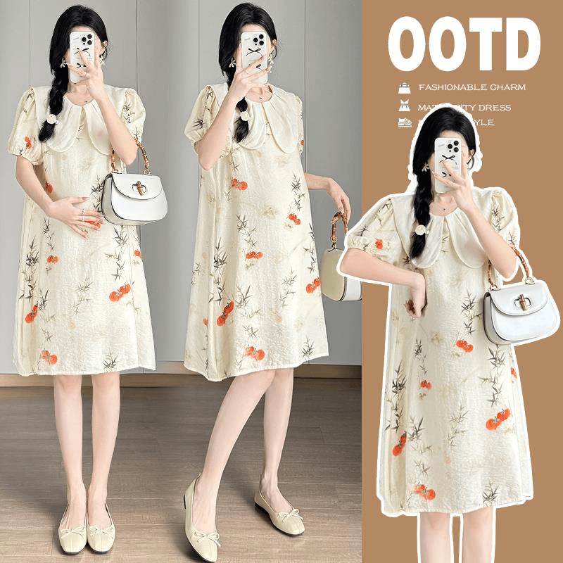 孕妇2024新款连衣裙夏装时尚夏季国风宽松短袖小个子夏天时髦裙子