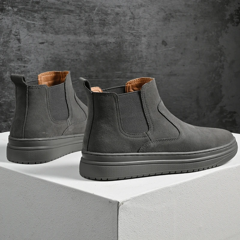 2024新款男士夏季格子牛津布鞋面人造短毛绒内里鞋垫休闲风低跟橡