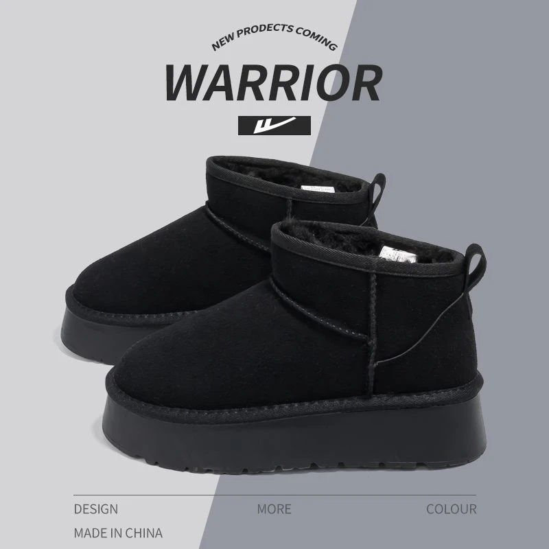 回力雪地靴女加绒2024冬季新款厚底一脚蹬面包鞋百搭外穿保暖棉鞋