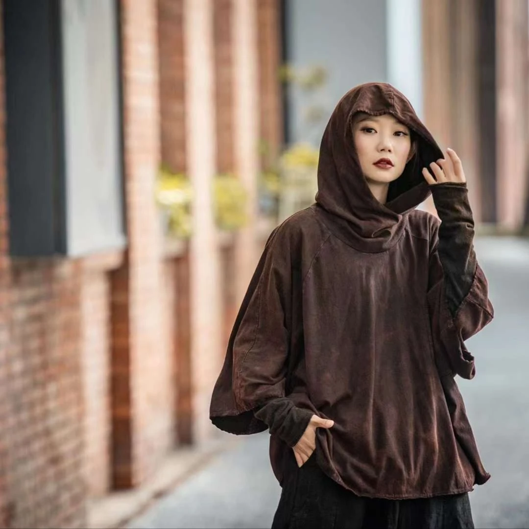 西子分享857 麻依者茶墨染 连帽【上衣】