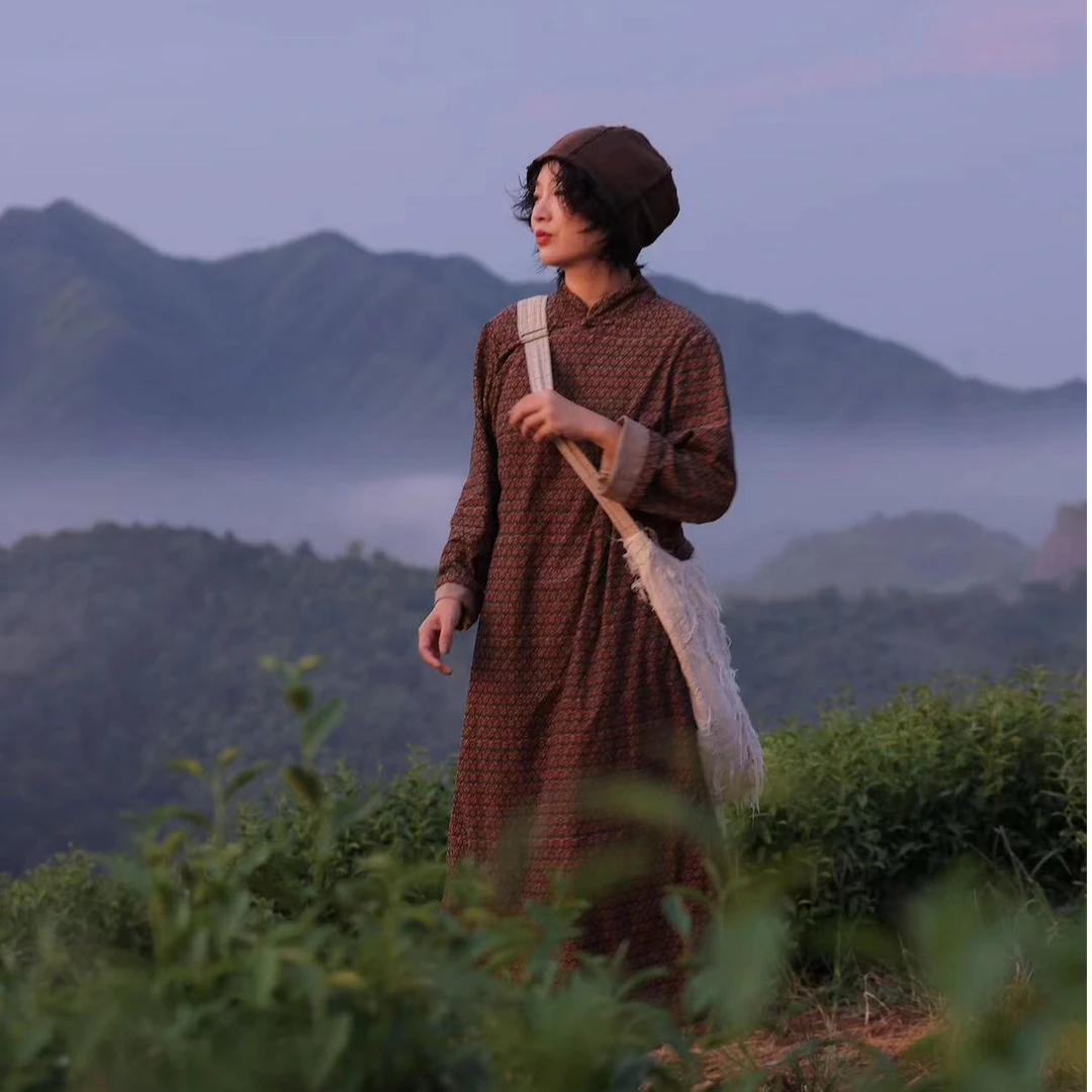 西子分享 6799 古蘭木 水洗 文艺秋季 气质 【袍子】