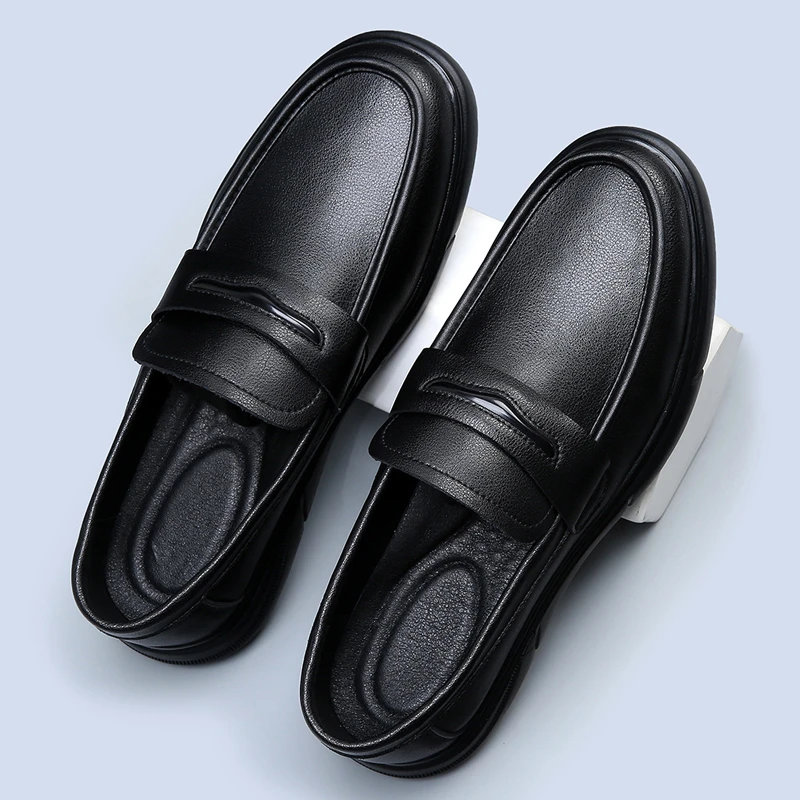 软底商务休闲鞋皮鞋男夏季透气正装英伦百搭懒人鞋一脚蹬男士皮鞋