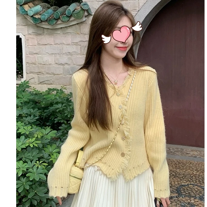 【青苍】秋冬毛边V领可套头可外套毛衣CCC11383/CC1054