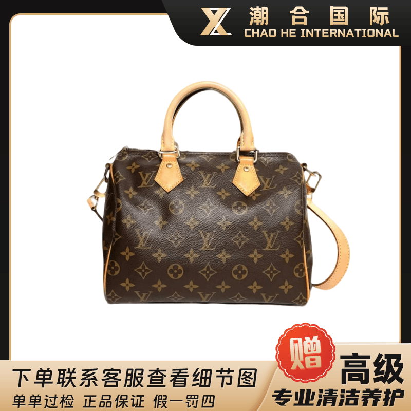99新 LouisVuitton/路易威登 lv老花SP25肩带波士顿肩包枕头包