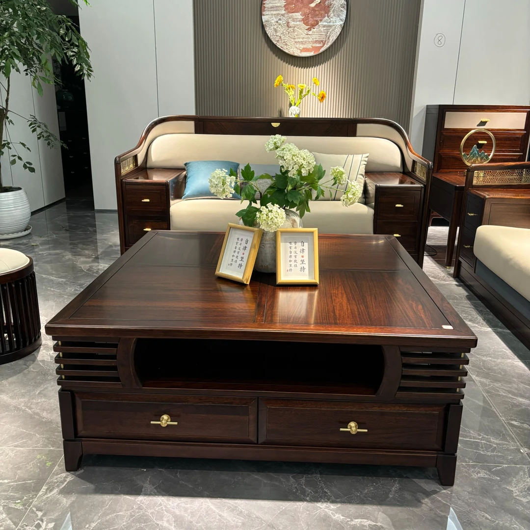黑檀爱里古夷苏木正方形茶几新中式全实木客厅简约款