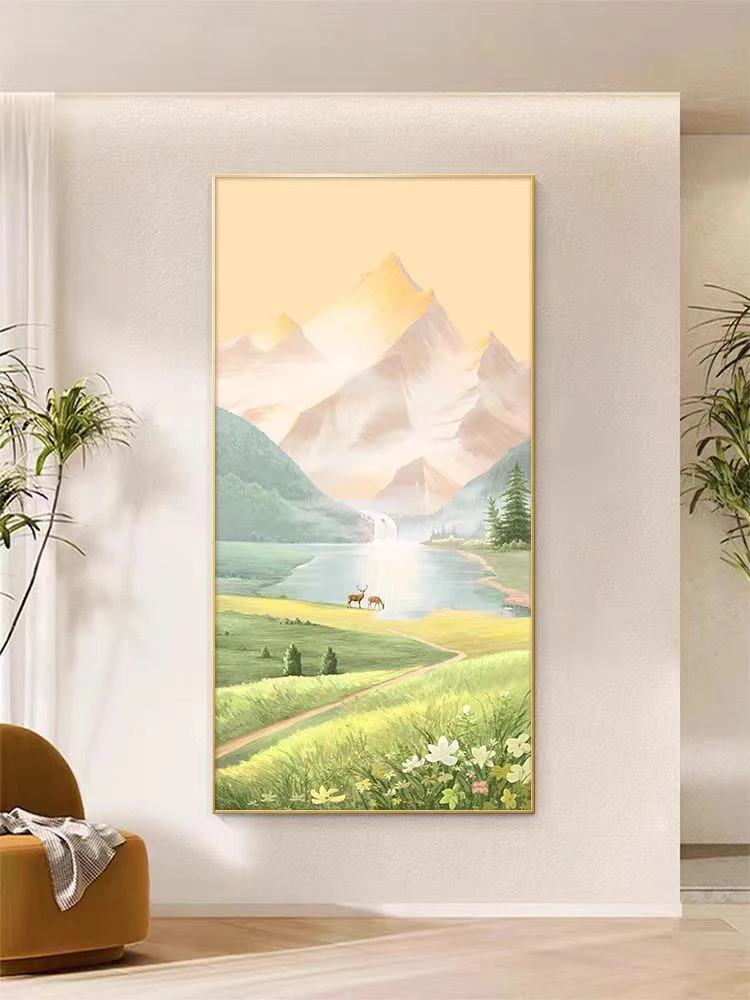 【日照金山】入户玄关砂岩装饰画风景山水画走廊过道挂画