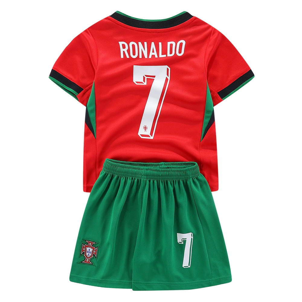 欧洲杯儿童葡萄牙C罗7号球衣足球服套装男女童印号Ronaldo jersey