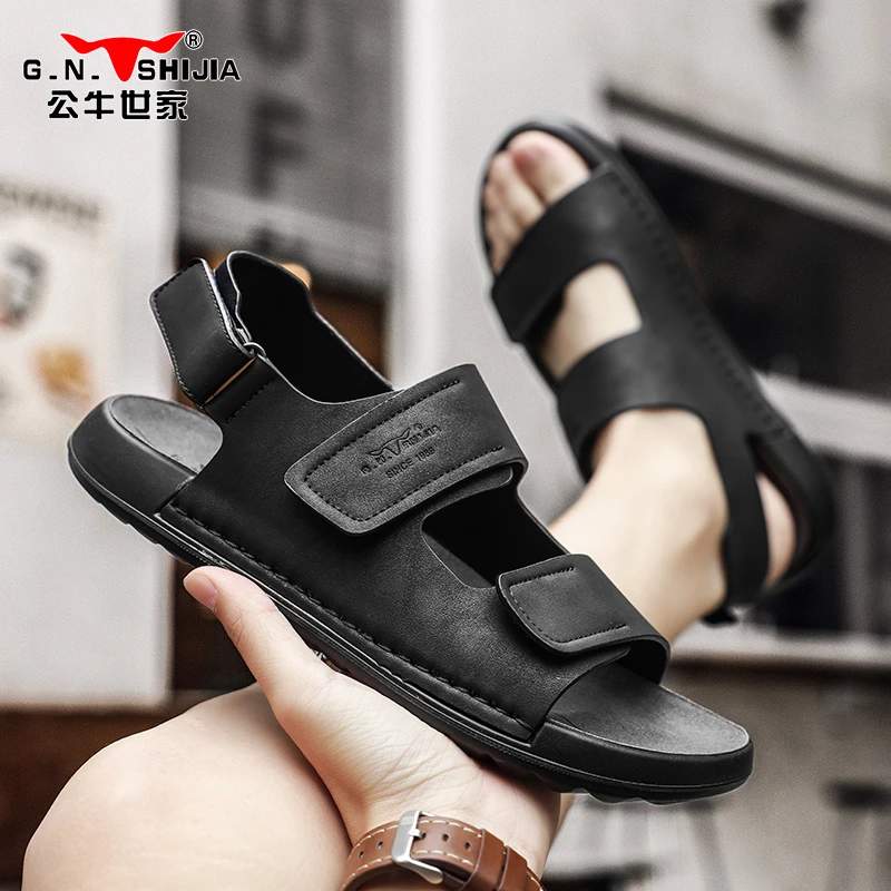 公牛世家凉鞋男士夏季外穿防滑凉拖鞋爸爸开车沙滩鞋涉水钓鱼鞋潮