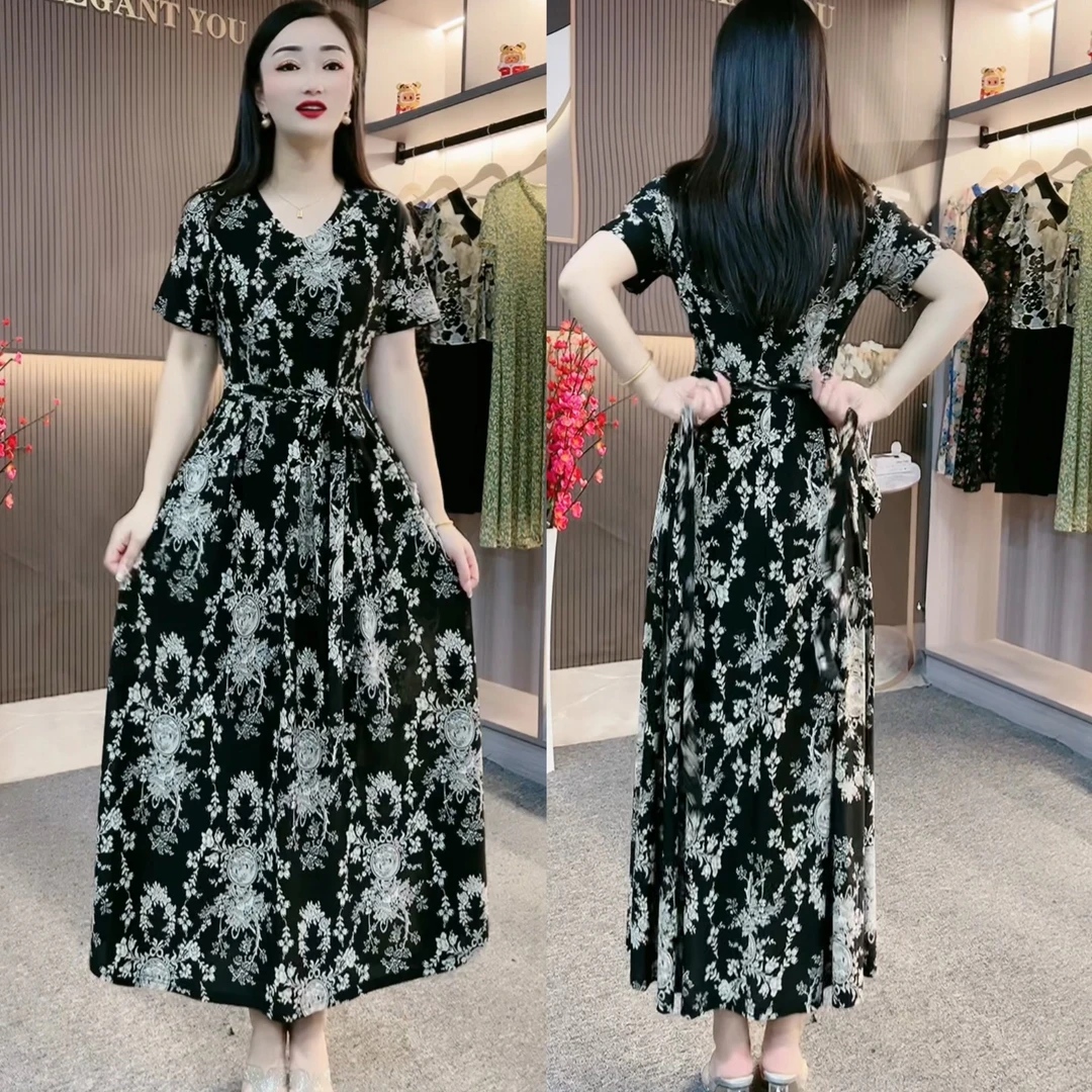 【衣雅严选】8068-705新款宽松收腰大摆裙气质时尚显瘦连衣裙