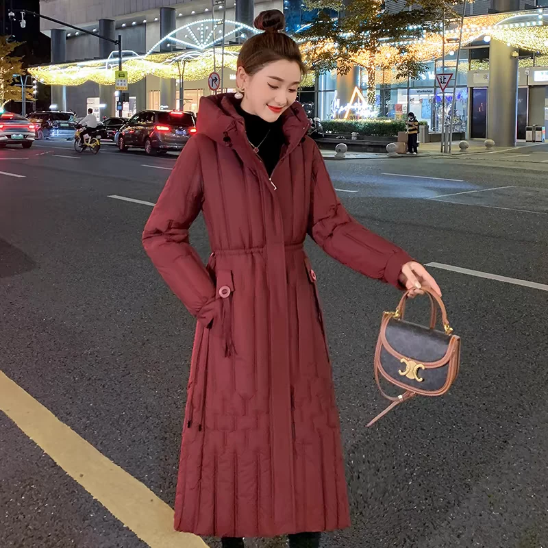 【衣雅严选】8118-8802#新款加厚保暖过膝中长款修身洋气连帽棉服