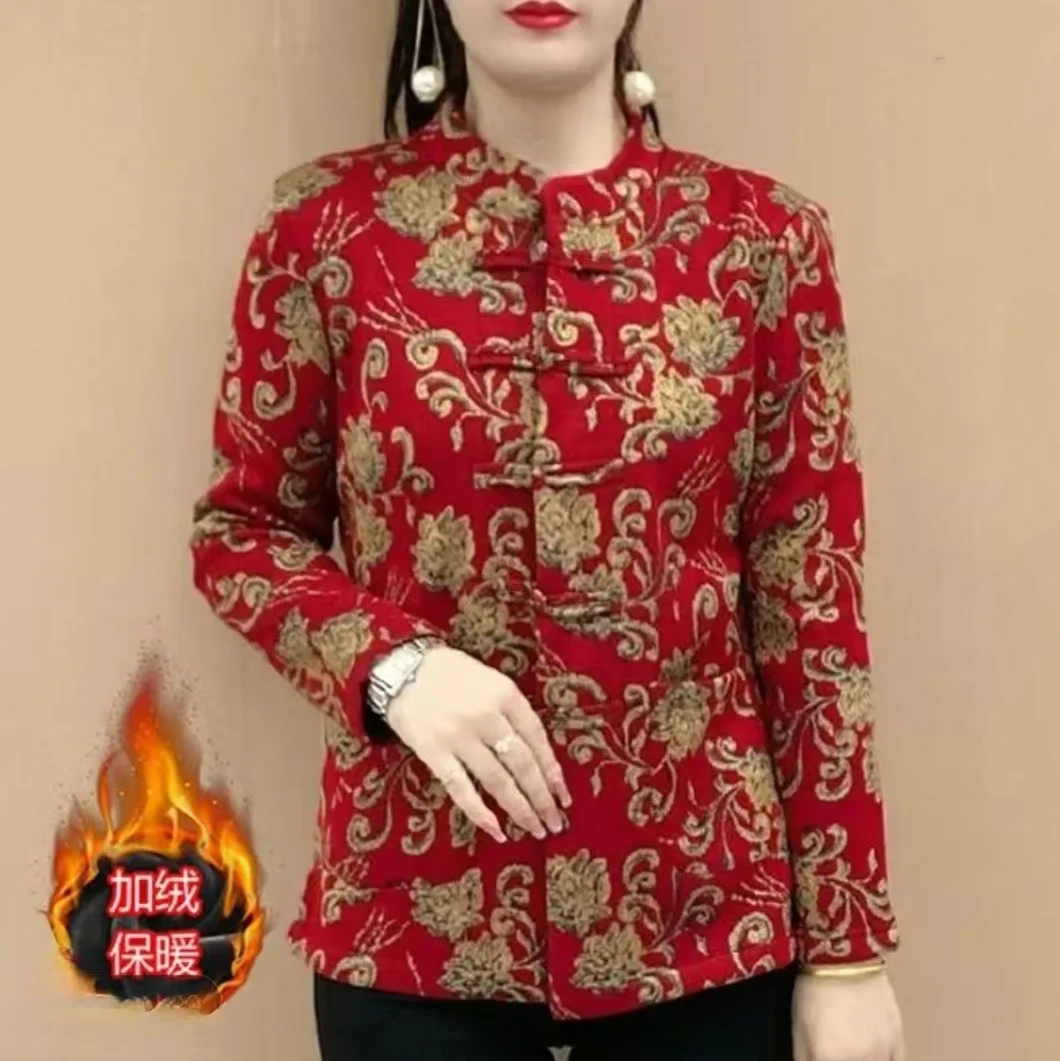 【衣雅严选】8121-1022#新款加绒加厚款时尚洋气新中式盘扣外套