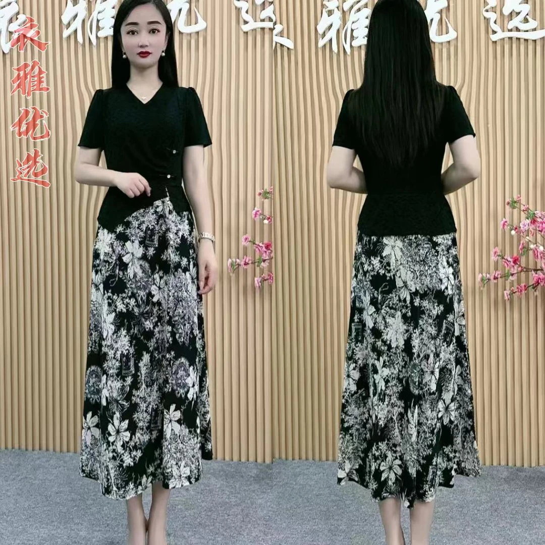 【衣雅严选】2212-447新品南韩丝提花拼接假两件显瘦气质连衣裙