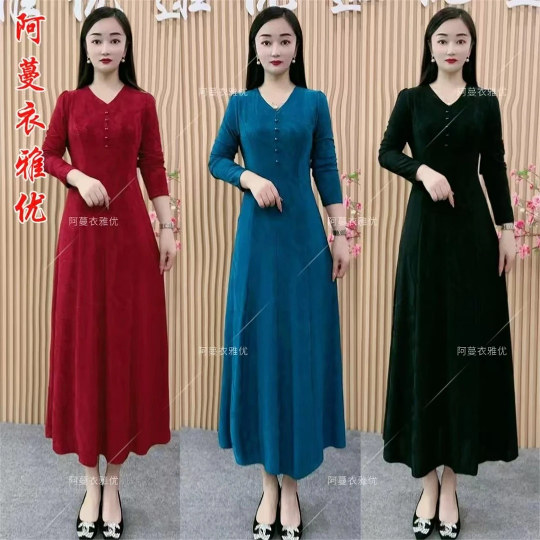 【衣雅严选】8124-520早秋新款南韩纱提花刺绣纯色连衣裙